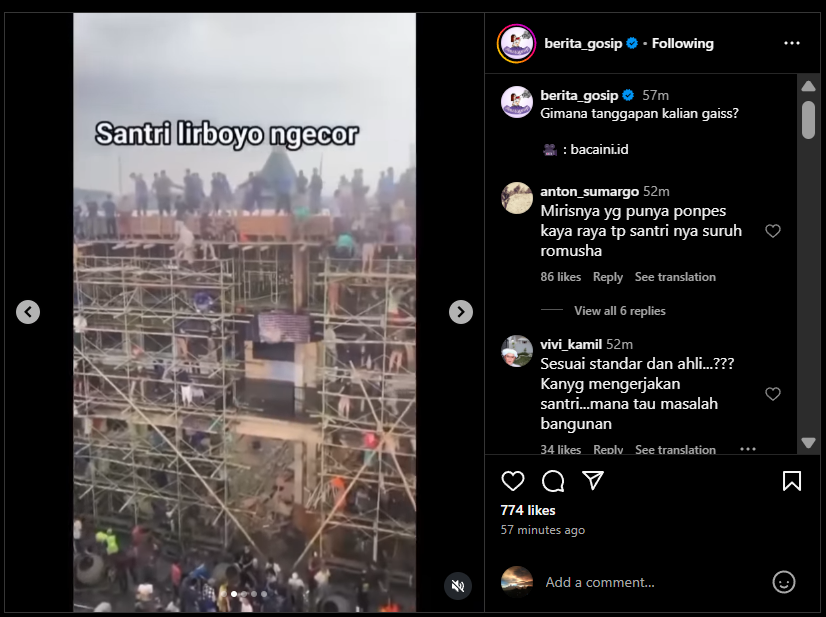 Ratusan santri ikut bangun Ponpes Lirboyo.